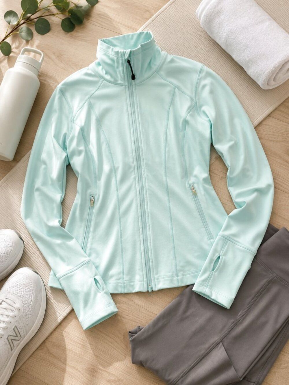 Zella 1X Activewear Zip Up Jacket Thumbholes Running Yoga